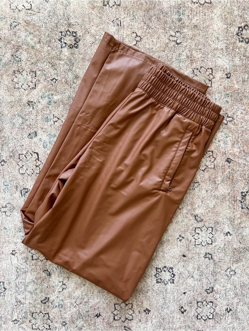 Offline by Aerie Faux Leather Pants in Rich Cognac